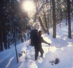 Steven snow hiking in smokies